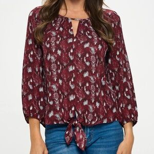NWOT West Kei tie front lightweight blouse